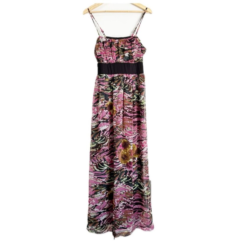 VTG Jonathan Martin Y2K Multicolor Smocked Maxi Dress Sz 6 (14) Empire Waist